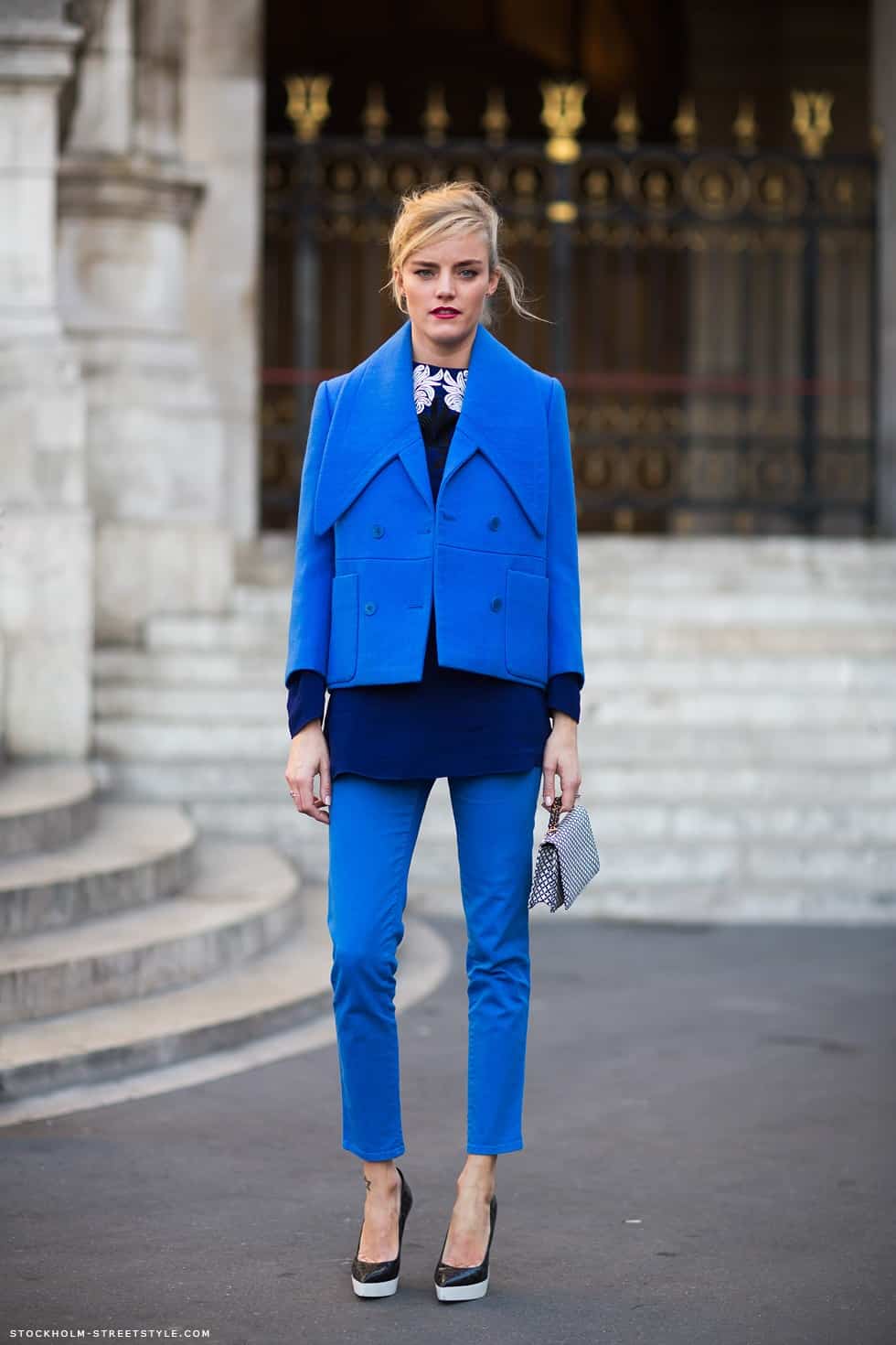 Chic Royal Blue Cropped Jacket Ensemble Chic Royal Blue Cropped Jacket Ensemble — Blue Outfits