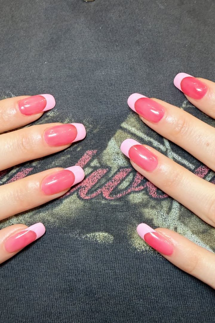 Crisp Light Blue French Tips on Square Nails Crisp Light Blue French Tips on Square Nails — Colored French Tip Nails