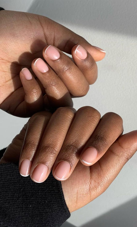 Sheer Pink French Tips Sheer Pink French Tips — Nails for Brown Skin