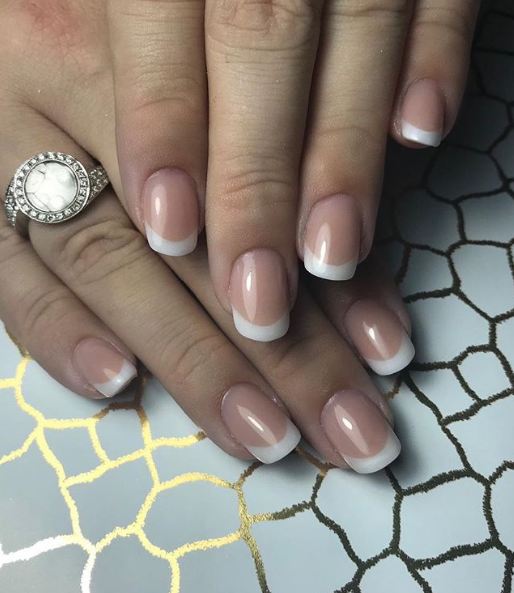 Classic French Manicure Short Square — Nail Shapes