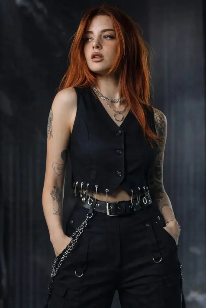 Edgy Velvet Vest and Wide-Leg Pants for a Rock Concert Edgy Velvet Vest and Wide-Leg Pants for a Rock Concert — Concert Outfits