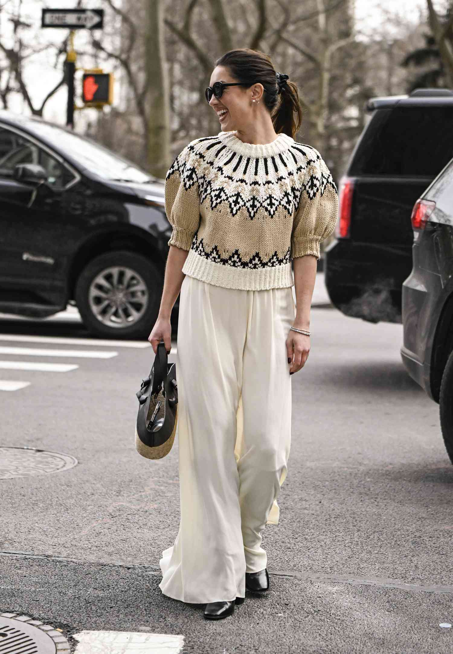 Wide-Leg Jumpsuit with Printed Blouse: Chic Layering Wide-Leg Jumpsuit with Printed Blouse: Chic Layering — Lazy Day Outfits