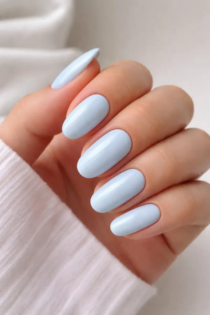 Clean Pastel Blue Oval Nails Clean Pastel Blue Oval Nails — Light Blue Nails