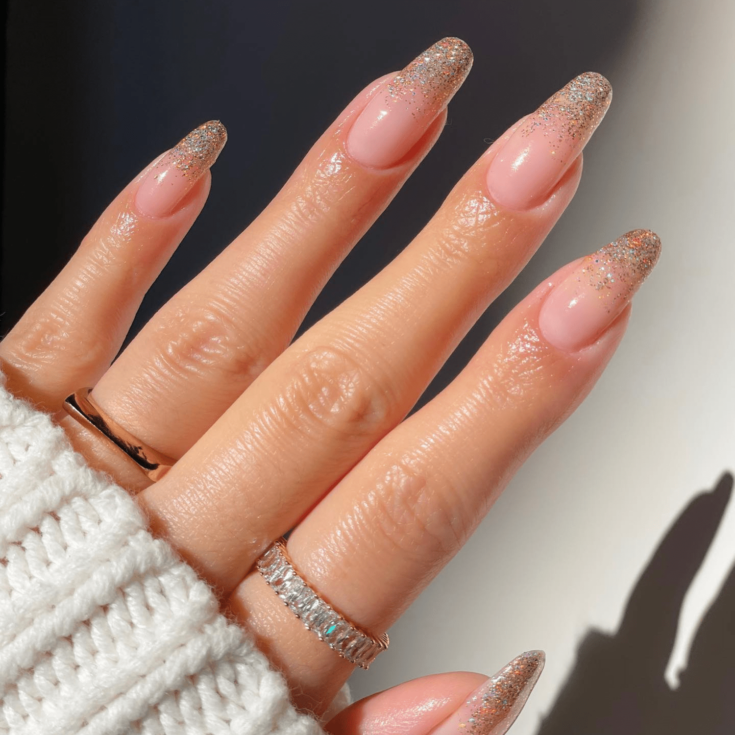 Long Stiletto Glitter French Ombre Long Stiletto Glitter French Ombre — French Ombre Nails
