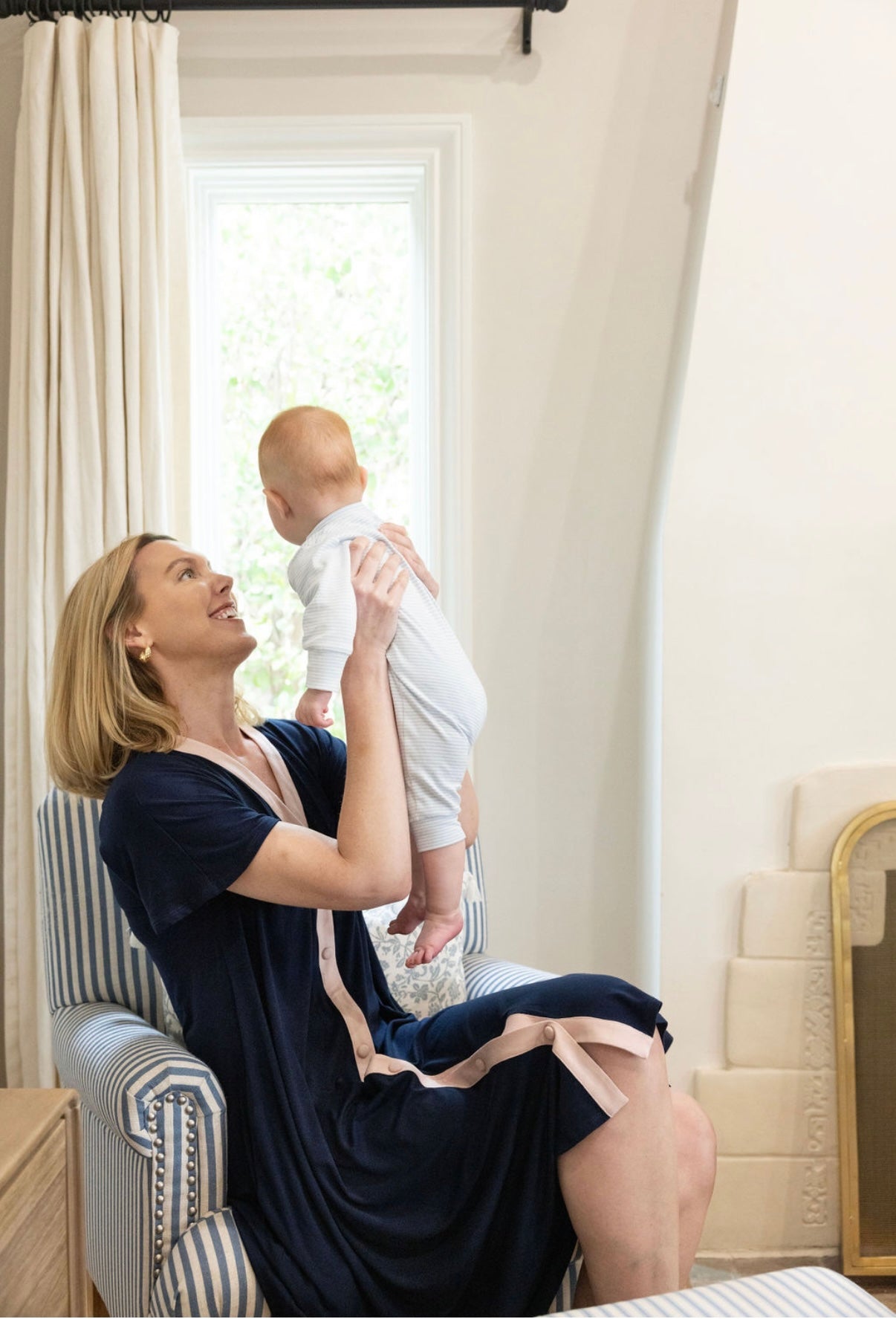 Nursing Gown with Contrast Trim for Ease — Postpartum Outfits