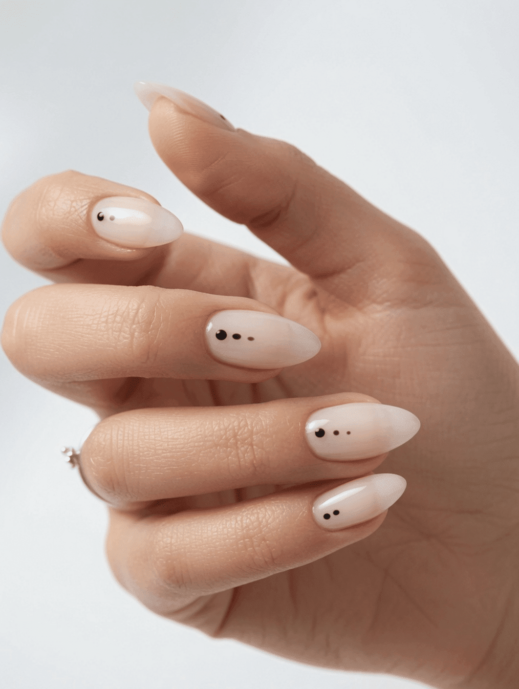 Sheer Milky with Minimalist Black Art — Milky Nails