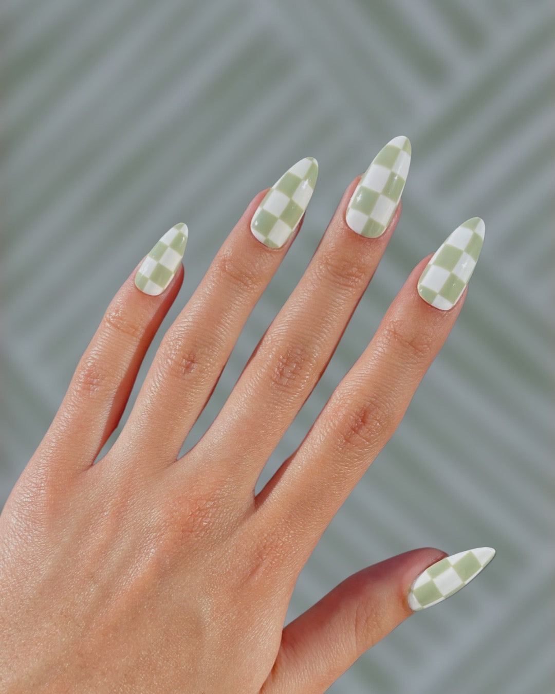 Mint Green Checkered Long Stiletto Nails Mint Green Checkered Long Stiletto Nails — Checkered Nails