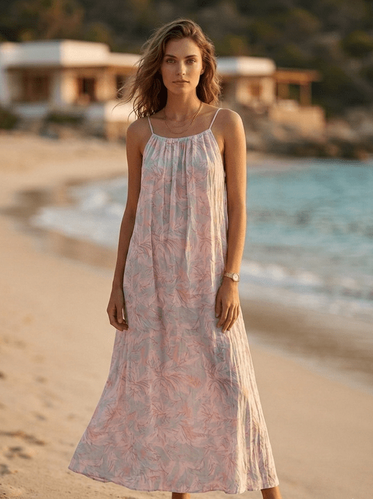 Soft Pink Tropical Maxi Dress for Summer Evenings — Hawaii Outfits