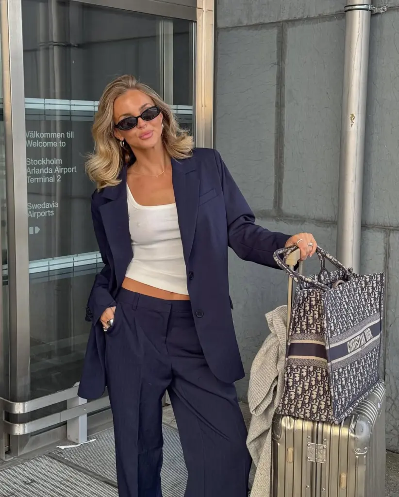 Sharp Navy Suit for a Polished Airport Arrival — Airport Outfits