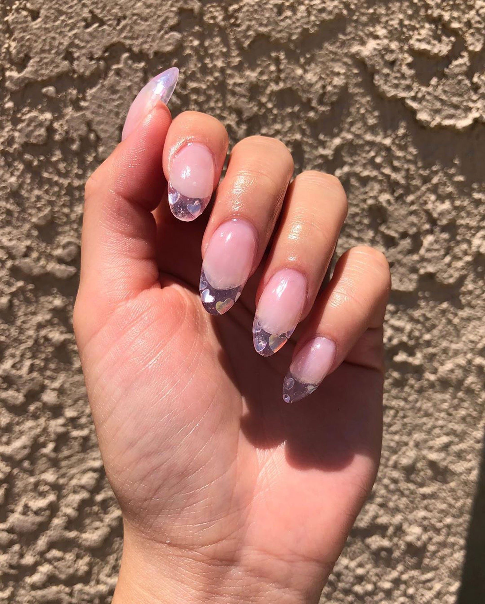 Glitter French Tip Almond Polygel — Polygel Nails