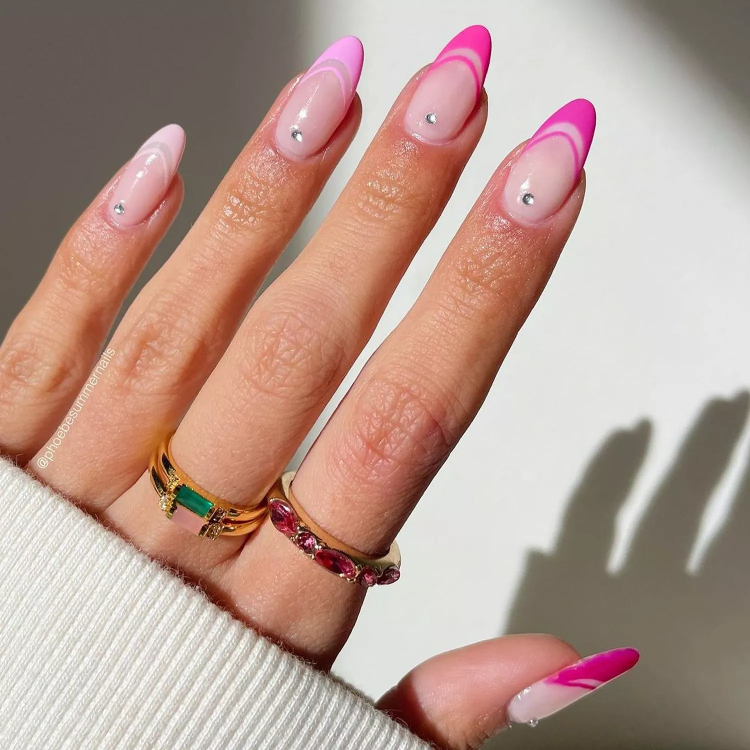 Both Hands Medium Shot Visual Idea — Double French Nails