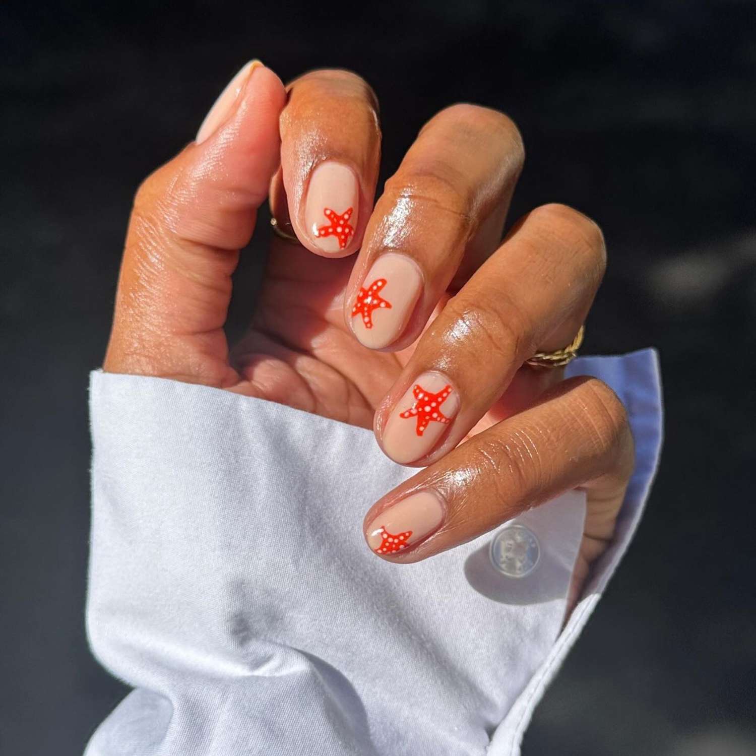 Short Square Nude Starfish Decal Nails Short Square Nude Starfish Decal Nails — Ocean Nails