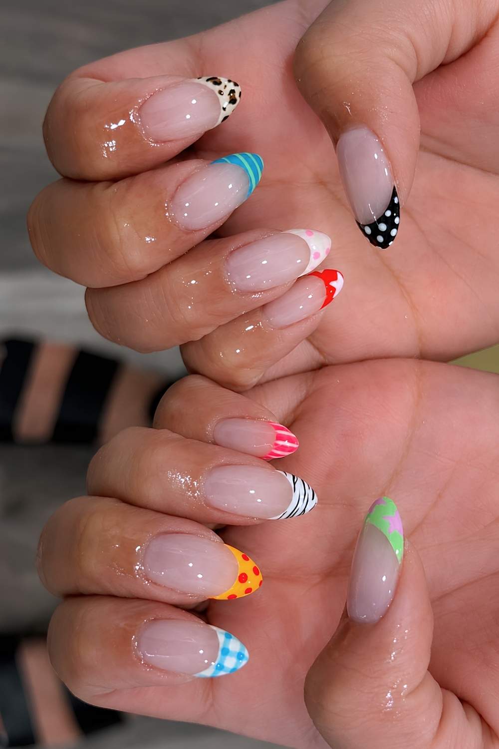 Deep Red French Tips with Cherry Art Deep Red French Tips with Cherry Art — Colored French Tip Nails