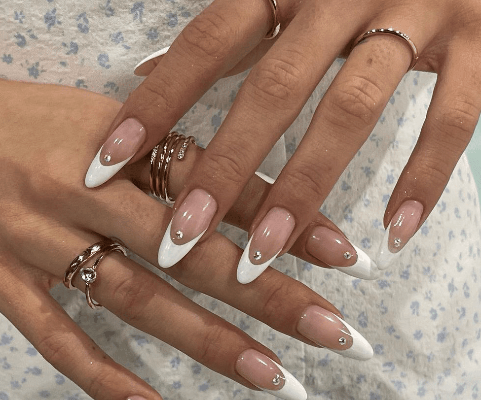 Neutral Visual Idea — Almond French Tip Nails