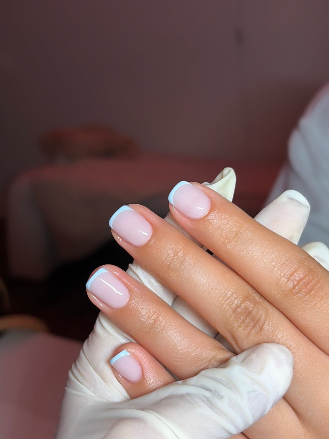 Light Blue French Tips On All Nails Visual Idea — Simple Short Nails