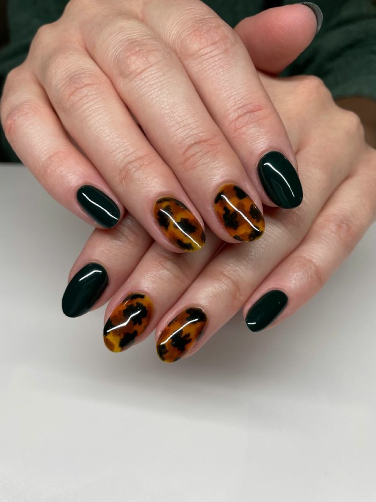 Jelly Tortoise Shell and Deep Green Jelly Tortoise Shell and Deep Green — Tortoise Shell Nails