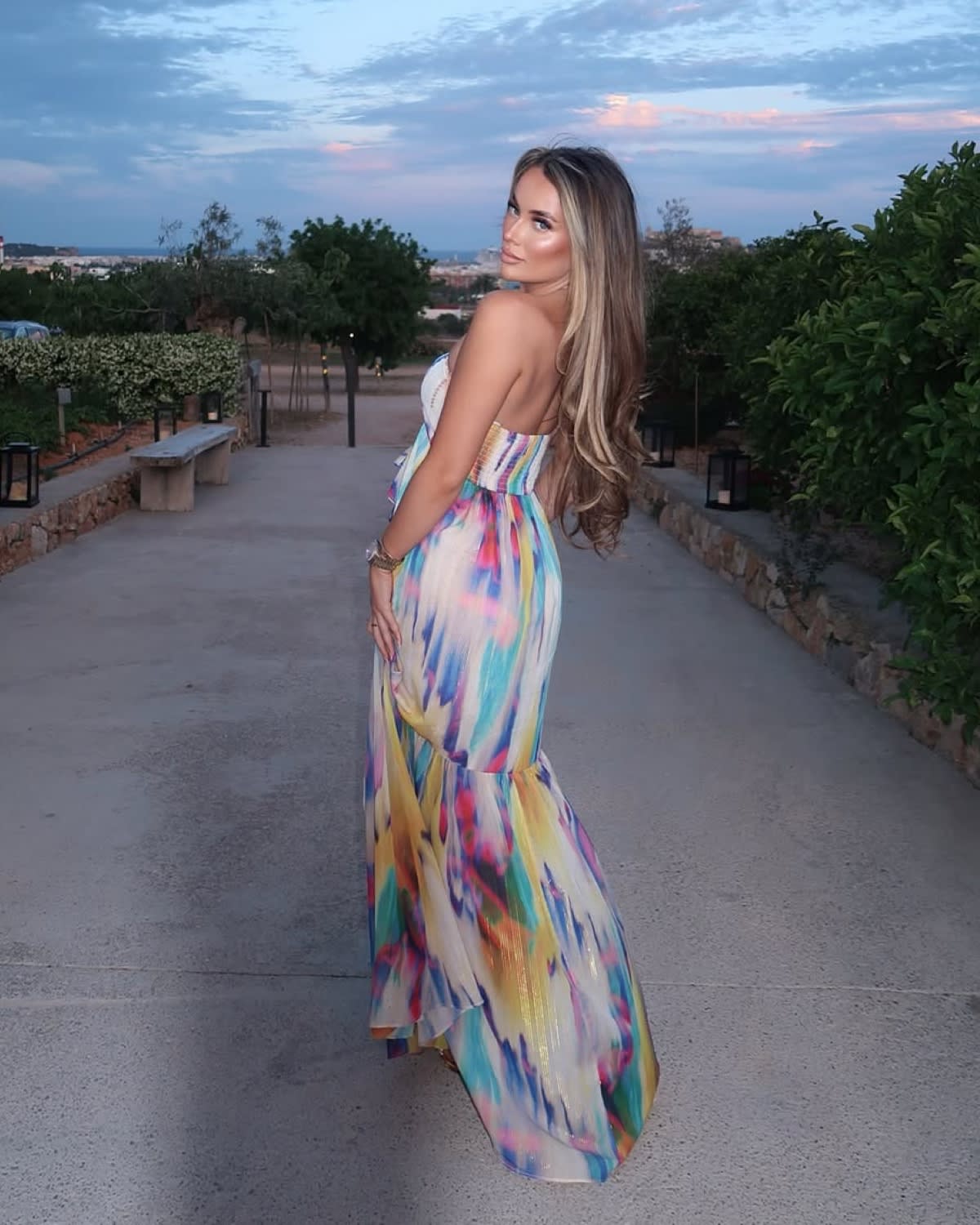 Strapless Abstract Print Maxi Dress for a Summer Party — Ibiza Outfits