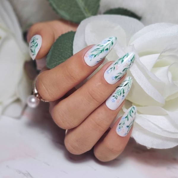 Glossy Long Stiletto Pearlescent Ombre — Wedding Nails