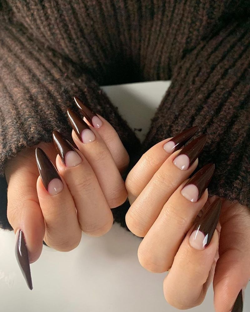 Reverse French Tips Visual Idea Reverse French Tips Visual Idea — Brown Nails