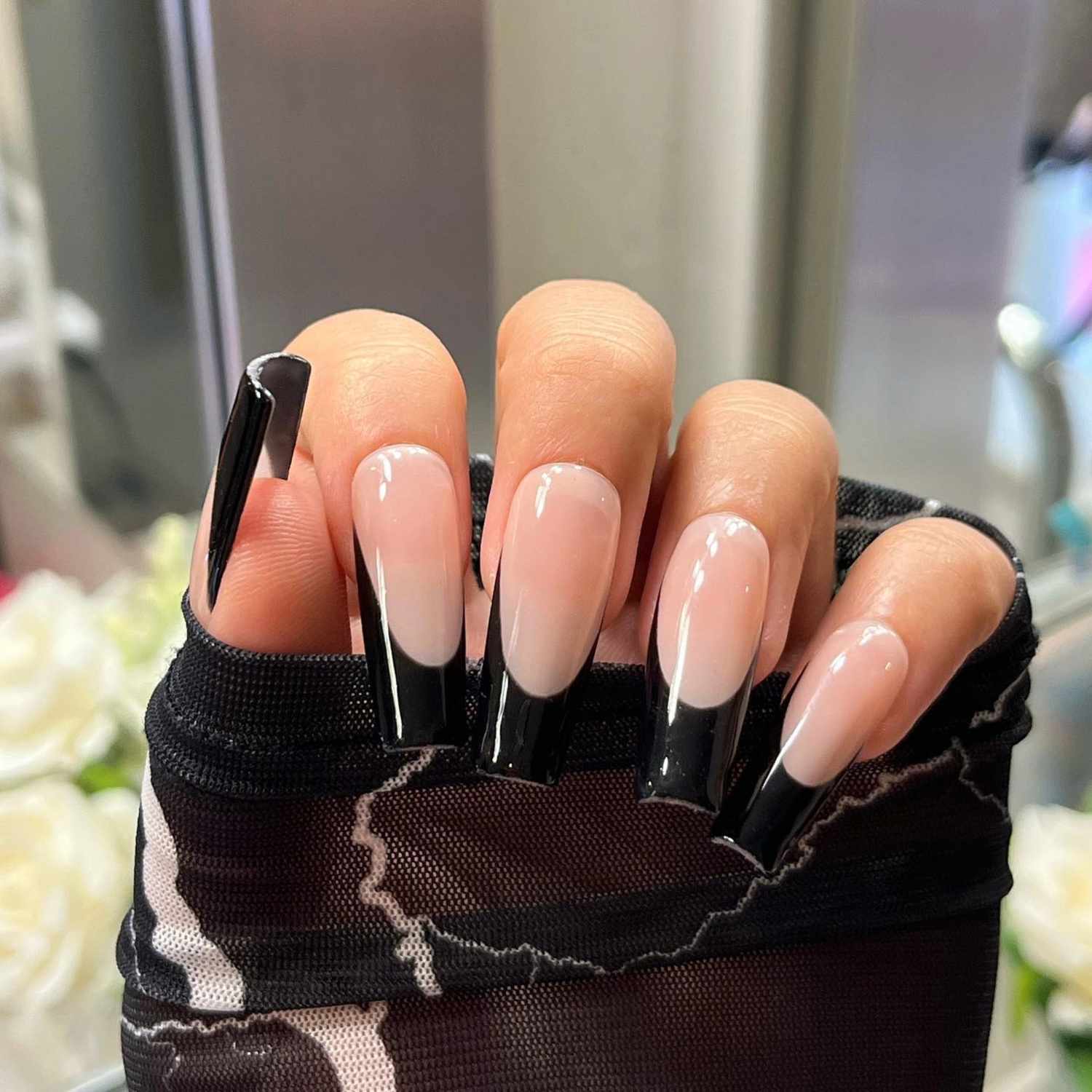 Crisp Black French Tips on Short Nails Crisp Black French Tips on Short Nails — Black French Tip Nails