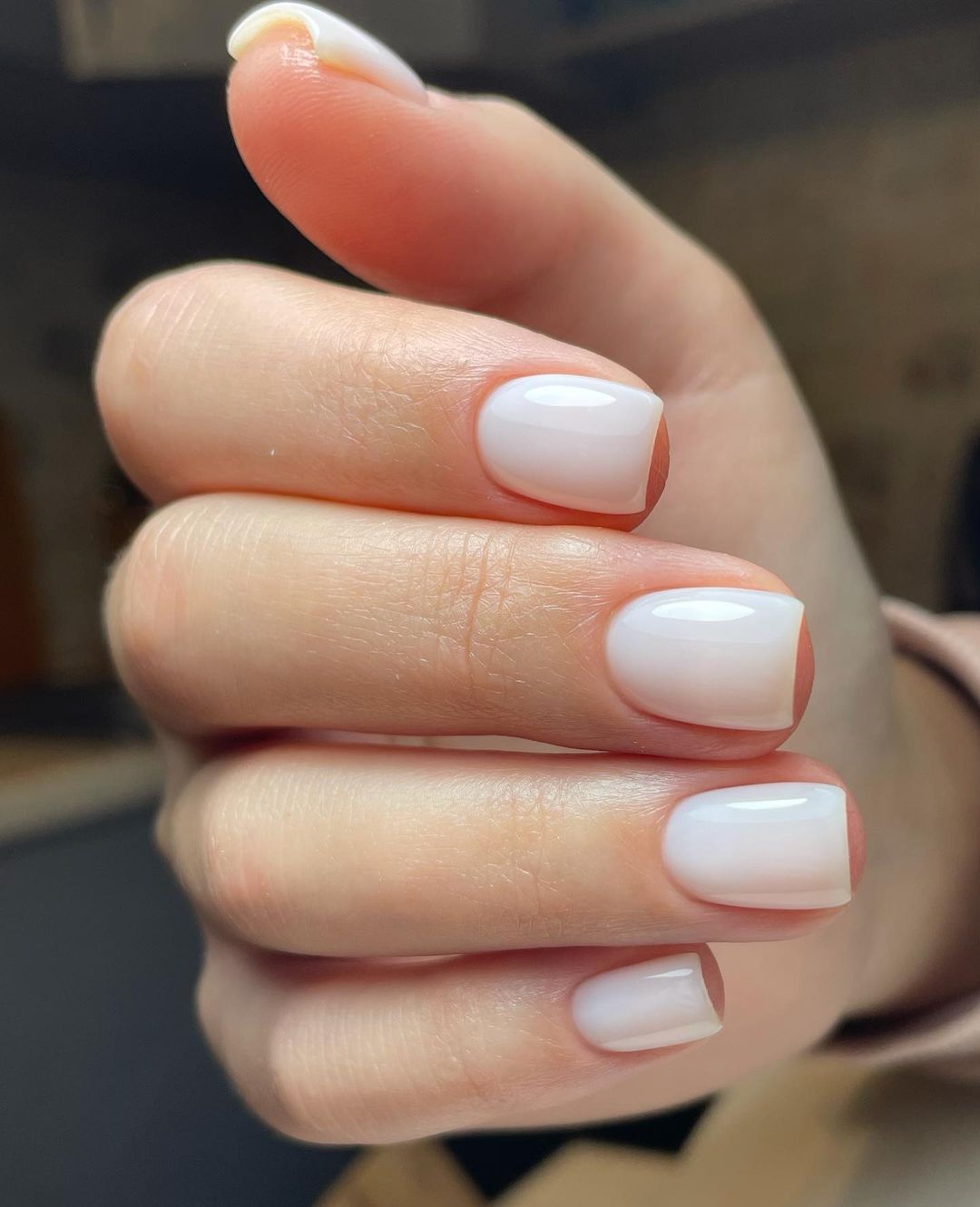 Sheer Milky White Short Square Glossy Nails Sheer Milky White Short Square Glossy Nails — White Nails