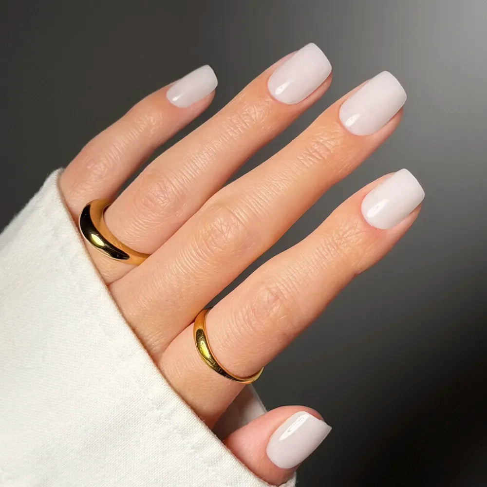Soft White Glossy Short Square Nails Soft White Glossy Short Square Nails — Nails for Pale Skin