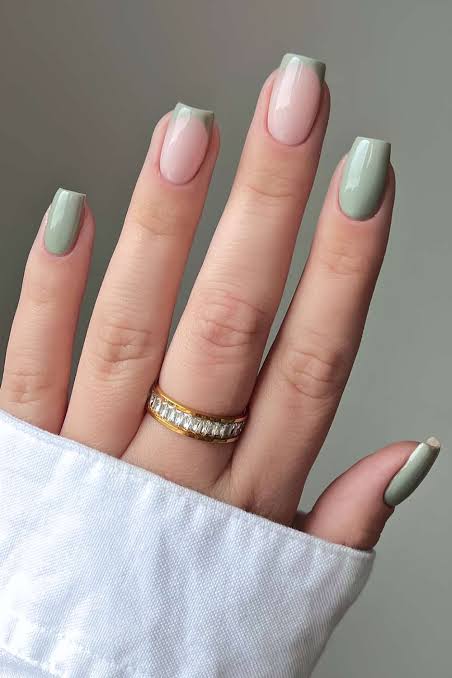 Modern Sage Green French Tips Modern Sage Green French Tips — Sage Green Nails