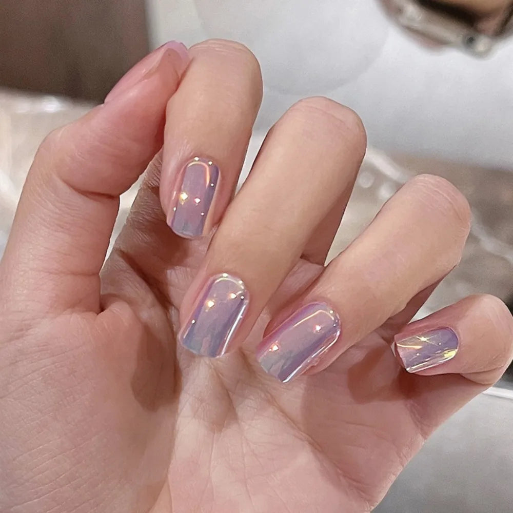 Small Iridescent Dots On Accent Nails Visual Idea Small Iridescent Dots On Accent Nails Visual Idea — Holographic Nails
