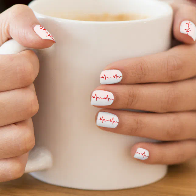 Nurse Heartbeat EMT Paramedic Doctor Minx Nail Art | Zazzle