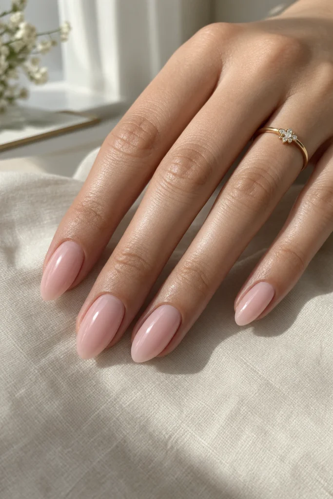 Effortless Sheer Pink Gloss — Short Oval Nails