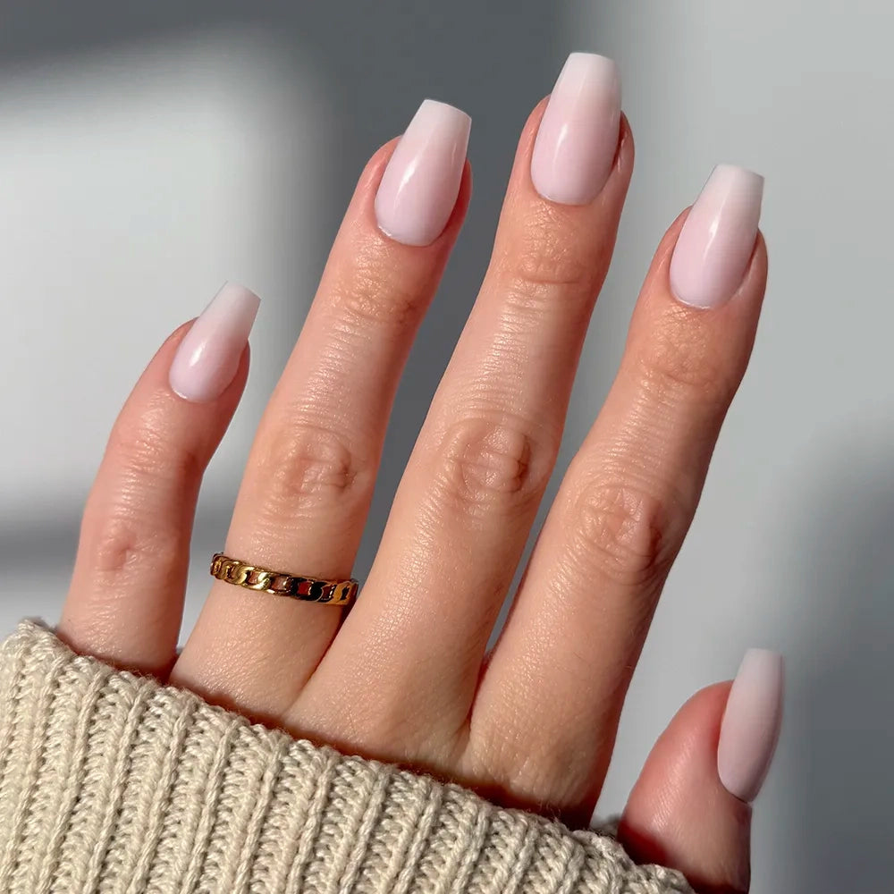 Sheer Milky Pink for Flawless Application — Short Coffin Nails