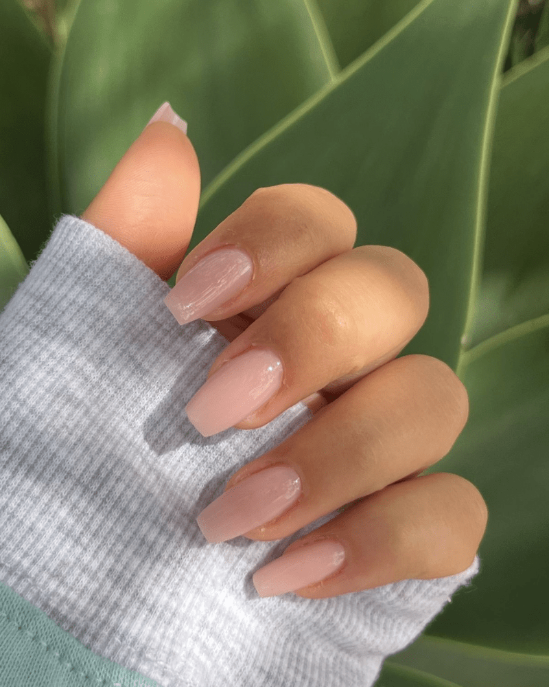 Sheer Pale Pink Medium Coffins — Simple Nails