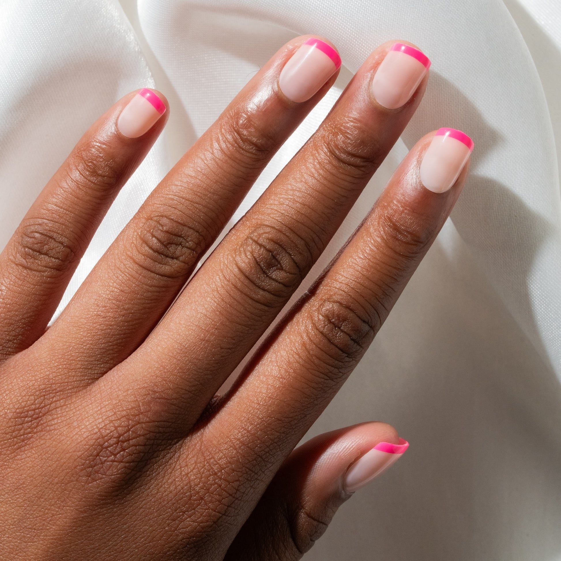 Milky Pink with Hot Pink Tips Milky Pink with Hot Pink Tips — Pink French Tip Nails