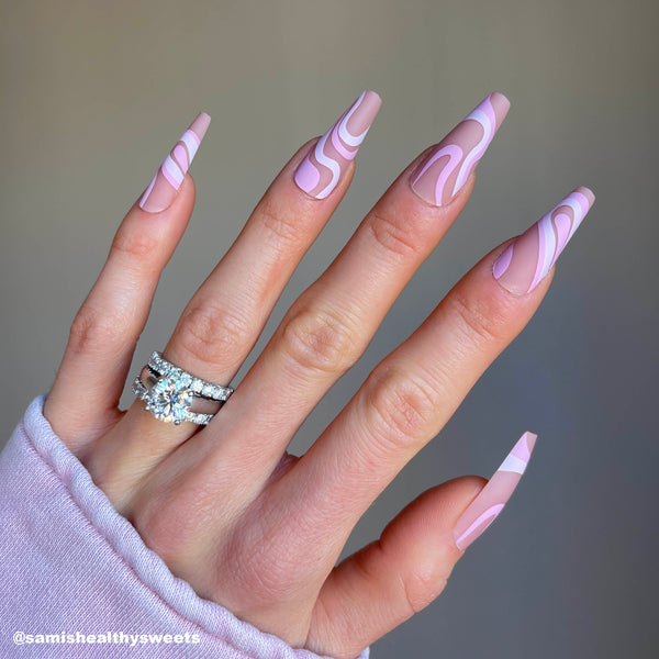Pink And Light Pink Wavy Lines Visual Idea — Acrylic Nails