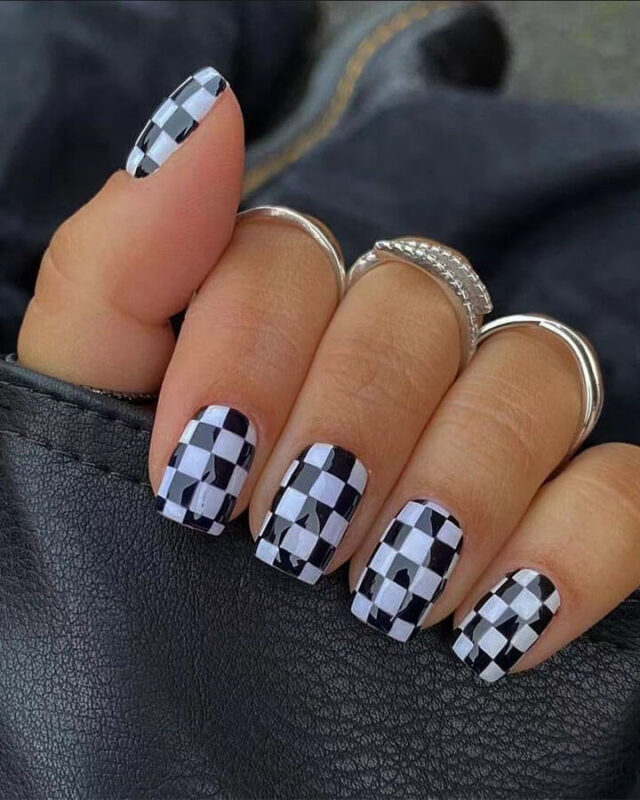 Classic Black and White Full Checkerboard Classic Black and White Full Checkerboard — Checkered Nails