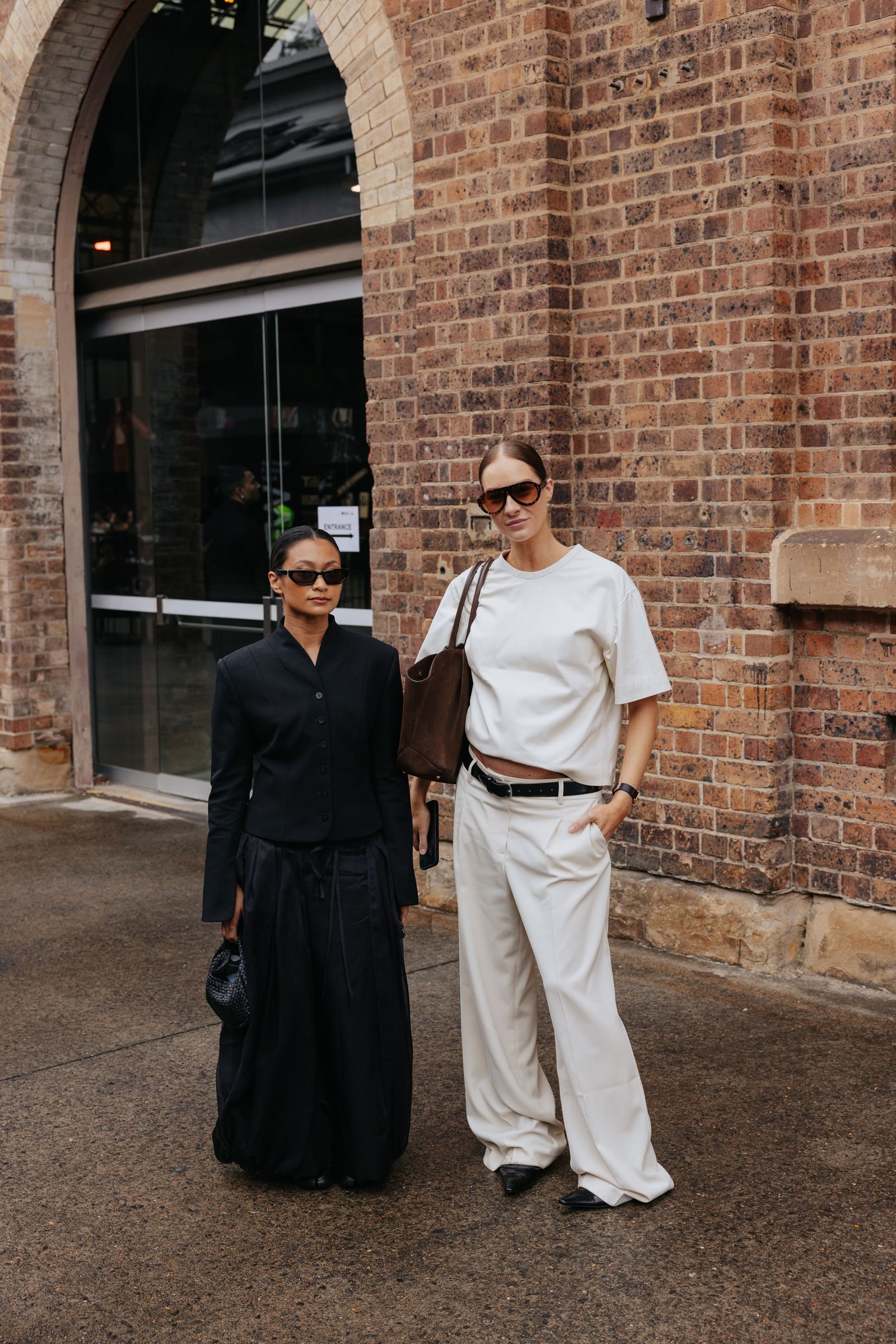 Black Jacket, White Tee, and Wide-Leg Trousers for Sharp Contrast — Minimalist Outfits