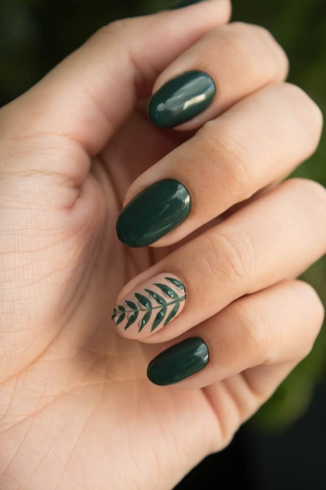 Leaf Art Short Oval Nails — Nail Shapes