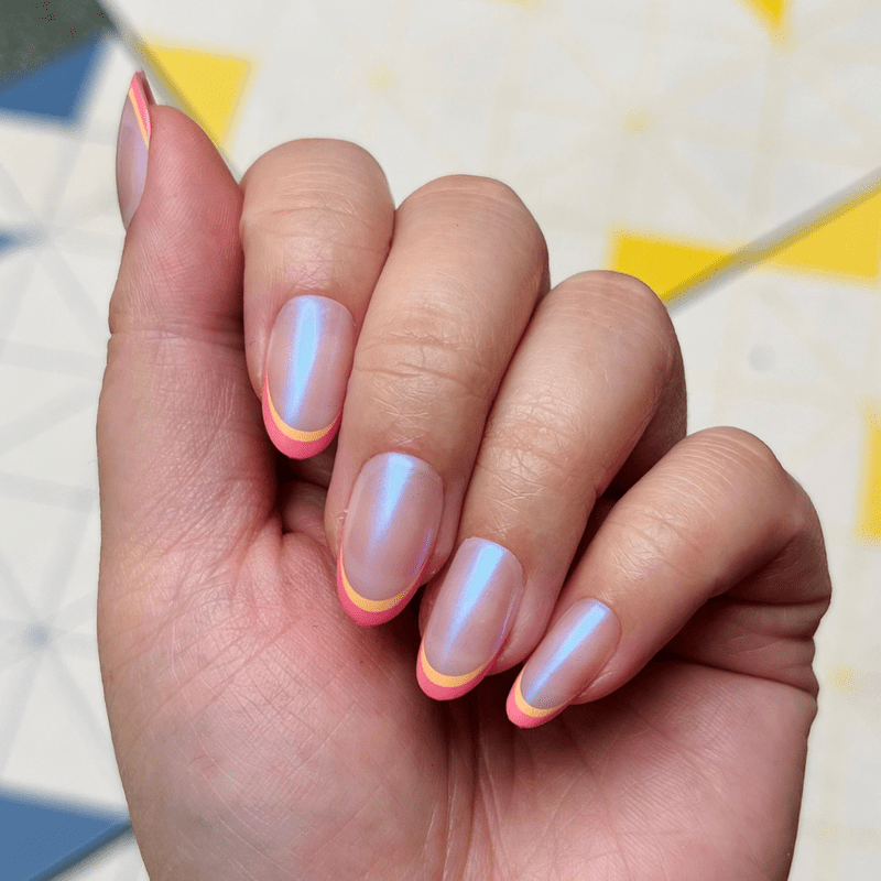 Shimmer Iridescent Visual Idea — Double French Nails