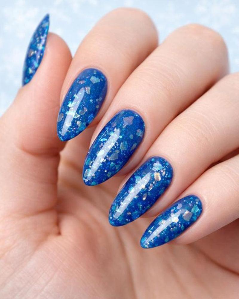 Deep Blue Chunky Glitter Stilettos Deep Blue Chunky Glitter Stilettos — Dip Powder Nails