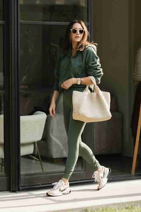 Olive Green Hoodie and Leggings Athleisure Set — Soccer Mom Outfits