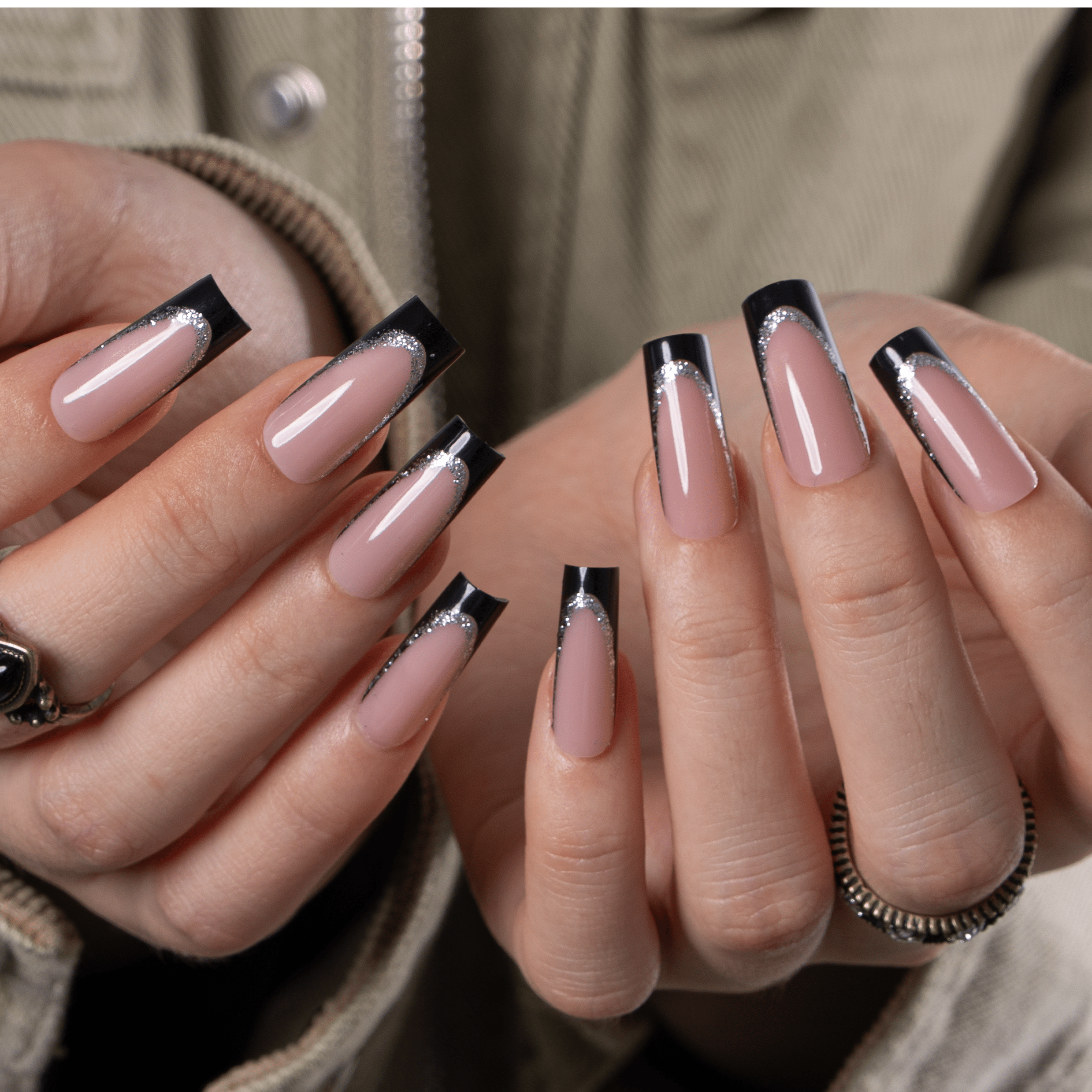 Glossy Visual Idea — Long Square Nails