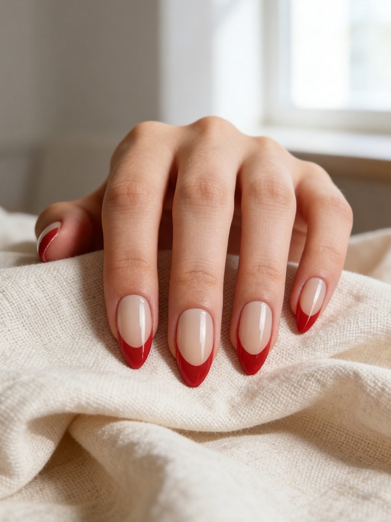 Elegant Visual Idea — Red French Tip Nails