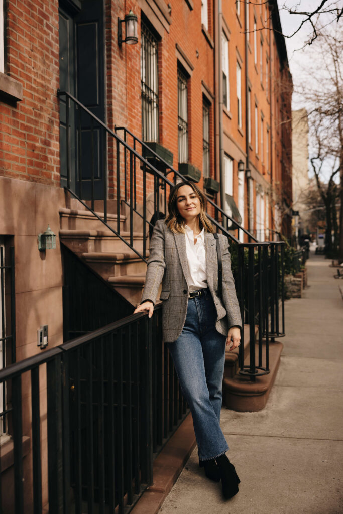 Plaid Blazer and Button-Down: Polished Downtown Edge Plaid Blazer and Button-Down: Polished Downtown Edge — Downtown Girl Outfits