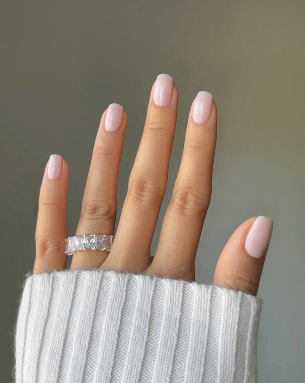 Glossy Pale Pink Short Square Nails Glossy Pale Pink Short Square Nails — Neutral Nails