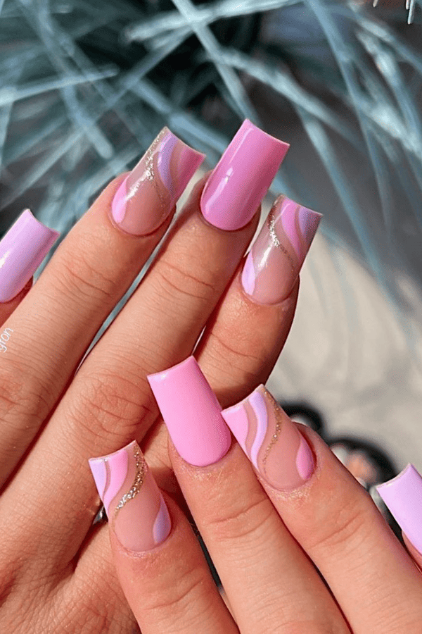 Swirls Glitter Accents Visual Idea — Aesthetic Nails