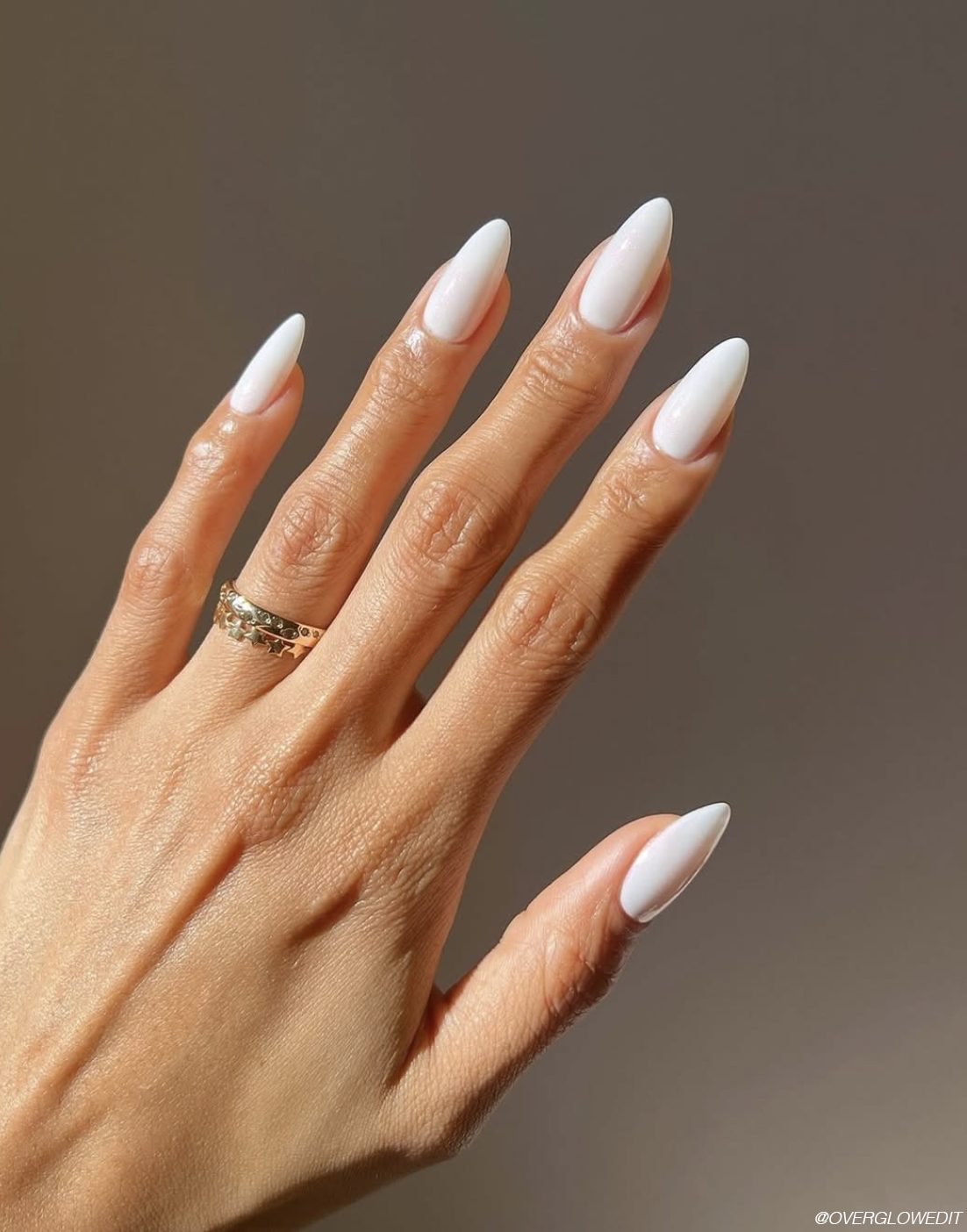 Sheer Milky Pink with Gold Stars — Milky Nails