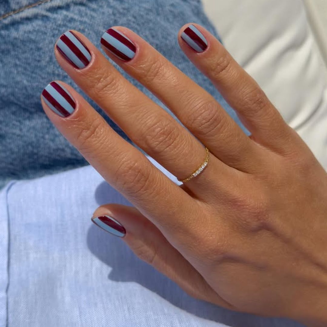 Thin Stripes On All Nails Visual Idea Thin Stripes On All Nails Visual Idea — Short Nails
