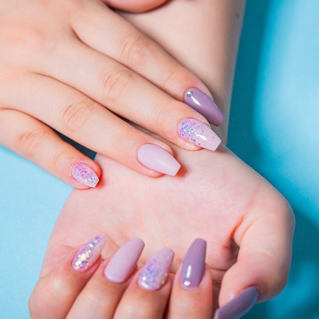 Matte Glitter Mix Coffin Nails — Nail Shapes
