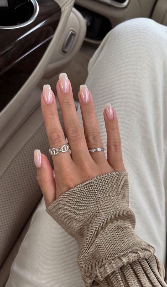 Short Square Subtle White French Line Ombre Short Square Subtle White French Line Ombre — French Ombre Nails