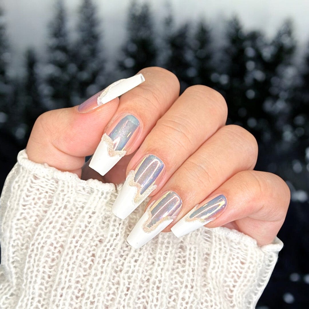 Iridescent Foil Textured Coffin Nails